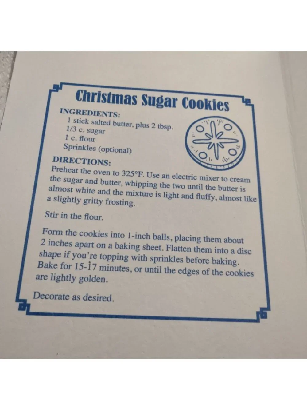 Seasons Greetings Christmas Card Sugar Cookie Recipe